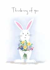Cute Thinking of You - Bunny Holding Flowers created by Lucy Driver