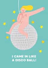 Fun Birthday Card - Miley Cyrus Wreaking Ball - Disco Ball created by Stormy Knight