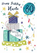 Classic 80th Birthday Card - For Uncle - Presents created by Katie Phythian Design