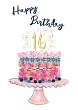 Classic 16th Birthday Card - For Her - Birthday Cake created by Katie Phythian Design