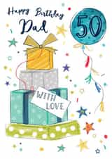 Classic 50th Birthday Card - For Dad - Presents created by Katie Phythian Design