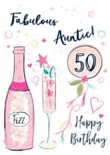 Classic 50th Birthday Card - For Auntie - Fizz created by Katie Phythian Design