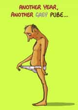 Funny Birthday Card - For Him - More Grey Pubes created by Bryony Jackson Walters