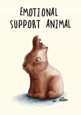 Funny Birthday/ Thinking Of You Card - Chocolate Rabbit - Emotional Support Animal created by Bewilderbeest