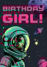 Retro Birthday Card - For Her - Astronaut Space created by Rocket68