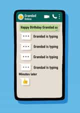 Funny Texting Birthday Card - For Grandad - Thumbs Up created by Nicola Watson