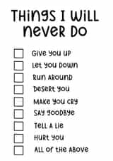 Funny Rick Rolling card for birthday, anniversary, mum, dad, wife, husband created by Sneakysquid