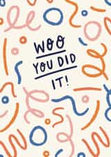 Cute Congratulations Card - Confetti squiggles - You Did It created by Nicola Scott