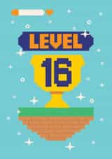 Fun Birthday Card - 16th Birthday - Gaming Level Up created by Harkiran Kalsi