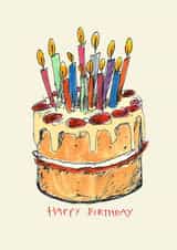 Arty Birthday Card - Illustrated Cake & Candles created by Poet and Painter