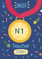 Cute number one thank you card for teachers. created by Alicia Cambridge