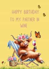 Cute, Funny Birthday Card For Friend or Sister, Partner In Wine created by Houston's Prints 