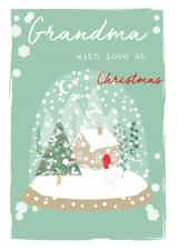 Classic Christmas Card - For Grandmother - Cute Mountain House in a Snowy Snowglobe created by SABIVO Design by Sabina