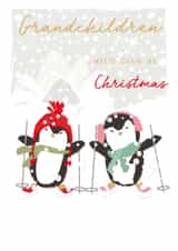 Classic Christmas Card - For Grandchildren - Cute Penguins created by SABIVO Design by Sabina