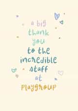 Classic Thank You Card - Incredible Staff at Playgroup - Playful Type created by Rebecca Prinn