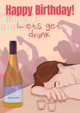 Funny wine-drunk party birthday card for friends and family. created by sunnygeffin