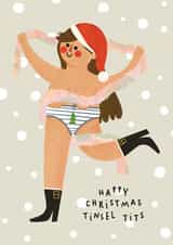 Cute Christmas Card - Tinsel Tits - For Her created by AbiGoLucky