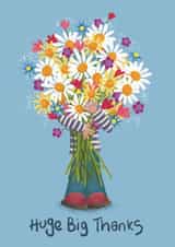 Cute Thank You Card - Huge Big Thanks - Daisies created by Mrs Holly