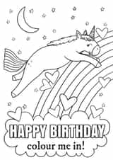 Cute Birthday Card - Unique Colouring Card - Creative and Crafty - Unicorn created by Sian Moore Illustration