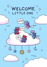 Funny New Baby Card - Welcome Little One - Fart Cherrubs created by Cheeky Legends