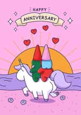 Whimsical Anniversary Card - Riding Off Into The Sunset - Cheeky Bums created by Cheeky Legends