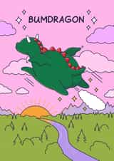 Funny Birthday Card - Dragon Farting - Bum Dragon created by Cheeky Legends