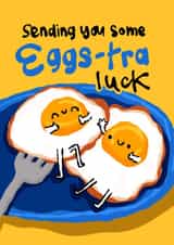 Cute Good Luck Card - Eggs-tra Luck - Egg Puns created by The Playful Indian