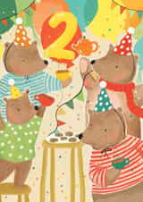 Cute 2nd Birthday Card - Teddy Bear Party - Age 2 created by Louise Tiler