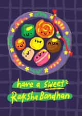 Sweet Raksha Bandhan Blessings Card - Faith - Cartoon Indian Sweets created by The Playful Indian