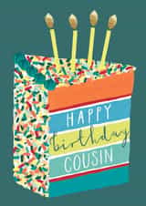 Classic Birthday Card - For Cousin - Colourful Cake Slice created by Louise Tiler