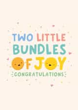 Cute New Baby Card - For Twins - Two Little Bundles Of Joy created by Macie Dot Doodles