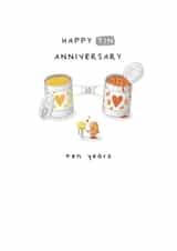 Cute Tenth Wedding Anniversary Card - Tin Milestone - Ten Year - 10th created by Larry the Match