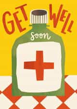 Arty Get Well Soon Card - Illustrated Bold Colourful Medicine Bottle created by AbiGoLucky