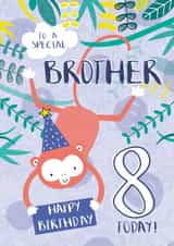 Cute 8th Birthday Card - For Brother - Monkey created by Juniper and Rose Studio
