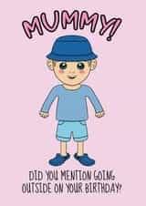 Funny Birthday Card For Mummy - Boy In Garden Crocs created by @Cupsie's Creations