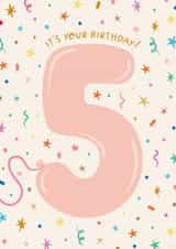 Cute 5th Birthday Card - For a Girl - Balloon created by The Pattern Press