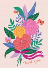Pretty Thank You Card - Pink Floral - For Her created by Nina Raby - Jones