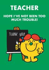 Cute Thank You Teacher Card - Little Miss Trouble created by Mr. Men