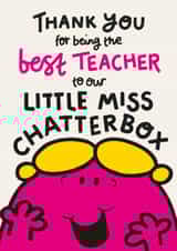 Funny Thank You Teacher Card - Little Miss Chatterbox created by Mr. Men
