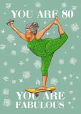 Funny 80th Birthday Card - Skater and Yogi - Young At Heart created by Albina Uvarova 