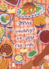 Cute Thanks Giving Card - Giving Thanks - Thanksgiving Dinner created by Gina Shord