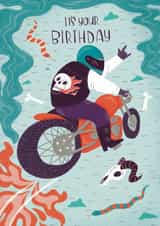 Arty Birthday Card - For Him - Cool Motorbike created by Gina Shord