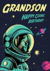 Retro Birthday Card - Space Astronaut - Grandson created by Rocket68