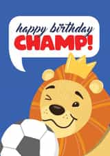 Football Birthday Card - Euros, World Cup, England, Lion - For Kids created by Bev O'Connor || @oconnordesign