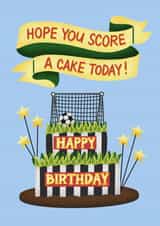 Cute Birthday Card - Football Cake - Hope You Score a Cake Today created by Drafts n Doodles