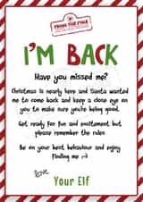Funny Christmas Card - For Kids - From Elf On The Shelf - I'm Back Letter created by Neil Thurlwell