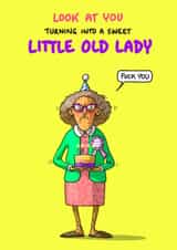 Cheeky Birthday Card - For Her - Little Old Lady created by Bryony Jackson Walters