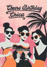 Pretty Birthday Card - For Her - Three Chicas On A Beach created by Bellollage
