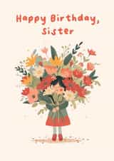 Cute Birthday Card - For Sister - Flower Girl created by Bellollage
