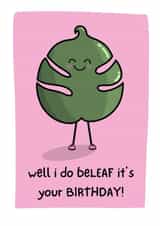 Cute Pun Leaf Birthday Card created by Dinky Dino